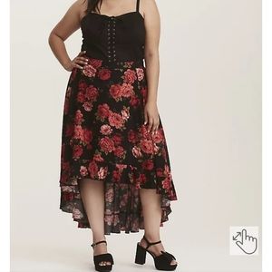 Black Rose Hi-Lo Challis Skirt